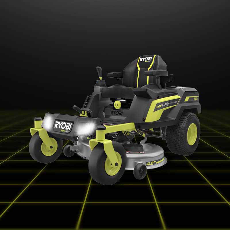 Stylized image of 80V HP 42" ZTR Riding Mower