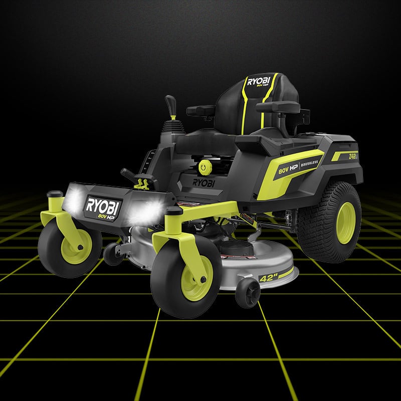 Stylized image of 80V HP 42" ZTR RIDING MOWER
