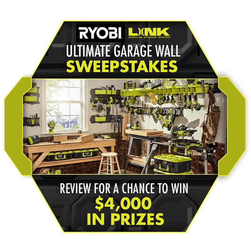 Graphic: RYOBI Link Ultimate Garage Wall Sweepstakes - Enter For A Chance To Win $4000.00 In Prizes